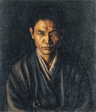 髙島野十郎《絡子をかけたる自画像》の画像