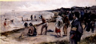 油絵「稲毛海岸」(ジョルジュ・ビゴー画)