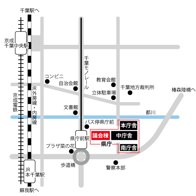 議会棟の周辺案内図