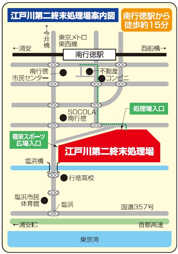 江戸川第二終末処理場の案内図になります。