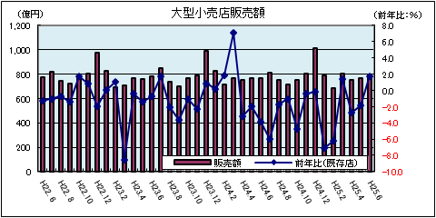 大型小売店販売額(平成25年6月)