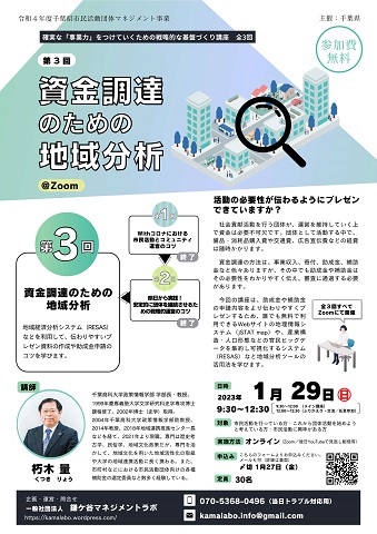 資金調達のための地域分析のチラシの表面