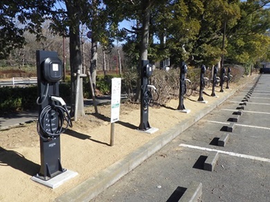 柏の葉公園に設置された充電設備の写真